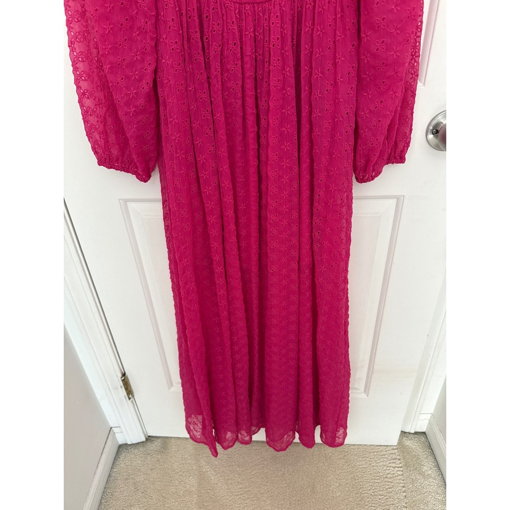 Free People Strangelove Maxi Dress Pink Purple Eyelet Lace Embroidered Sz S - Picture 9 of 12
